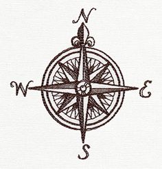 a drawing of a compass with the letter s in it's center and an arrow on