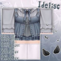 an image of some clothes with butterflies on them and the words idelise below it