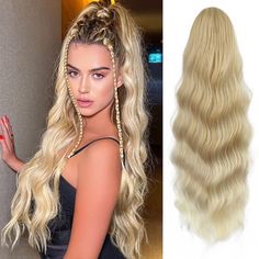 PRICES MAY VARY. 💞Puffy Ponytail: This long wavy drawstring ponytail adopts a new upgraded fluffy curling process. After receiving the package, take out the ponytail and shake it gently from side to side, and comb it with your hands, it will become very fluffy and full. Makes you instantly attractive and confident. 💓High Quality Material: The key to realistic hair lies in high quality material. A new generation of fluffy wigs, comparable to the texture of real hair, making the long drawstring Puffy Ponytail, Wedding Ponytail Hairstyles, Wedding Ponytail, Clip In Ponytail Extensions, Color Rubio, Blonde Ponytail, Wavy Hair Extensions, Tail Hair