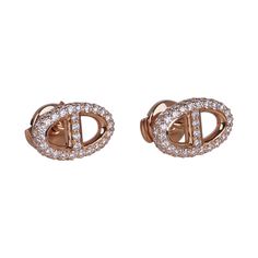 Guaranteed authentic Hermes New Farandole 18K Rose Gold Diamond earrings. Set with 96 diamonds with 0.9ct total carat weight.Classic Hermes. Beautiful and timeless.Comes with gift box and signature Hermes orange box. New or Pristine Fresh Condition.final saleEARRING MEASURES:LENGTH 14 mm / 0,55"WIDTH 9 mm / 0.35"CONDITION:New or Pristine Fresh Condition Luxury Oval Diamond Earrings, Luxury Rose Gold Diamond Earrings, Designer White Gold Diamond Earrings For Formal Events, Designer White Gold Diamond Earrings For Formal Occasions, Luxury Hallmarked Oval Diamond Earrings, Luxury Rose Gold Earrings With Single Cut Diamonds, Designer Diamond Earrings As A Gift, Luxury Rose Gold Diamond Earrings Gift, Luxury Rose Gold Diamond Earrings For Evening