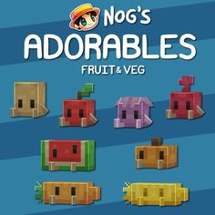 an advertisement for no's adorable fruit and veggies