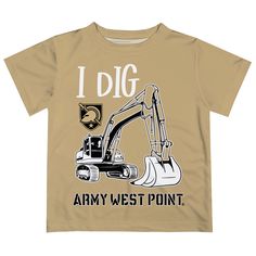 US Military ARMY Black Knights Vive La Fete Excavator Boys Game Day Gold Short Sleeve Tee Golden Lions, Gold Shorts, University Of Arkansas, Back Machine, Hand Smock, Yellow Jacket, Blackest Knight, Fast Track, Soft Natural