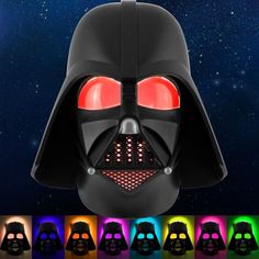 star wars darth vader helmet with red eyes and black ears, all in different colors