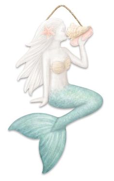 a mermaid with a shell in her hand