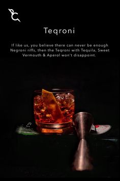 an advertisement for tearoni with a cocktail garnish