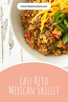 This Easy Keto Mexican Skillet is not only bursting with flavor but also quick enough to whip up on a busy night. Low carb, gluten free, and keto friendly! TheSkinnyFork.com | Skinny & Healthy Recipes