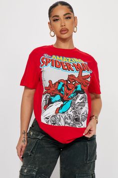 The Amazing Spiderman Graphic Tshirt - Red | Fashion Nova, Screens Tops and Bottoms | Fashion Nova Spiderman Graphic, Spiderman Outfit, The Amazing Spiderman, Spiderman Shirt, Women's Graphic Tees, Superhero Shirt, Spiderman Birthday, Red T Shirt, White People