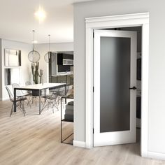 This timeless 1 Lite French door features a sophisticated and minimalist design. This beautiful door will suit any room, enlarging the ambience to give a warm and cozy felling. The frosted glass lets light through, saving on energy while offering privacy. Having a solid wood core and tempered glass panel, this door offers extra safety for you and your loved ones. This solid wood door is made from planted forest trees in accordance with FSC regulations, being an environmentally friendly product. This door is made for interior use only, and is fully finished product, so it should not be painted or stained in any way to prevent damage to the product. EightDoors 24-in x 80-in White Finished 1-panel Square Frosted Glass Smooth Solid Core Prefinished Pine Wood Slab Door | 50388019802435FR Office Doors For Home, Painted French Doors, Glass Bathroom Door, Profile Door, Frosted Glass Interior Doors, Slab Doors, Basement Doors, Barn Door Installation, Frosted Glass Door