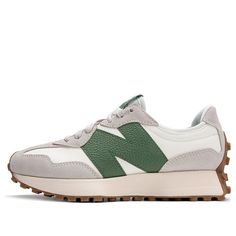 New Balance 327 Casual Shoes 'Beige White Green' U327LX-D New Balance Shoes Green, New Balance 327 Green, Green New Balance, New Balance 327, Shoes Green, The Mistake, New Balance Shoes, Stylish Sneakers, Shoe Collection