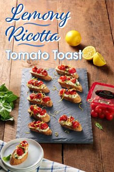 the cover of lemony ricotta tomato toast