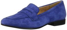 Classic loafer silhouette with penny keeper detail will become a staple in your closet. Naturalizer contour Plus adds further comfort, including breathable linings, cushioned insoles, a flexible sole and lightweight components.  - Cushioned insole - Breathable lining - Strap type: mary-jane - Closure type: slip-on Best Walking Shoes, Blue Suede Shoes, Blue Suede, Penny Loafers, Suede Shoes