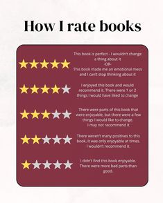 a book with five stars on it and the title how rate books is written in red