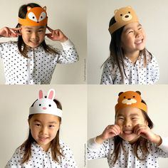 DIY Birthday Party Supplies for Kids/Toddlers Paper Hats Woodland Animal Masks For Kids, Paper Plate Bear Masks For Kids, Brown Bear Face Mask, Bear Mask Paper Plate, Woodland Forest Animals, Kids Party Crafts, Paper Hats, Paper Crowns, Birthday Party Hats