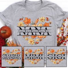 Love Fall Nana Shirt Thank ful Blessed Grandma shirt with Grandkids TTD T-Shirt If you looking for a personalized t-shirt to show your love to your family, it's will be best choice. Our Classic T-Shirt serves as the perfect short-sleeved shirt for your unique, funny, or personalized designs. Features such as a lay flat collar and a classic unisex cut will make this your new favorite t-shirt. Brand: Gildan Heavy weight fabric Classic unisex makes this an easy fit Size up if you want something roo Grandkids Sign, Blessed Grandma, Blessed Shirt, Nana Shirts, Grandma Shirt, Cute Shirt Designs, Thankful And Blessed, Flat Collar, Cricut Designs