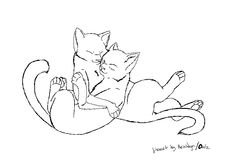 a drawing of two cats laying next to each other