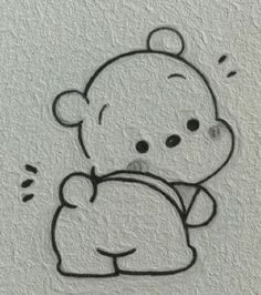 a drawing of a teddy bear with its head on the back of a stuffed animal