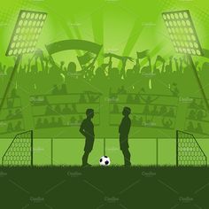 two soccer players standing in front of an audience at a stadium - sports / activity conceptual