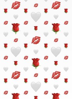 red roses and white hearts on a white background