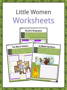 three worksheets for the little women worksheets with pictures and text on them