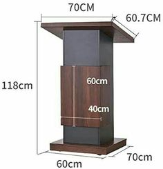 the height of a podium with measurements for it's top and bottom section,