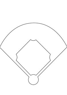 an outline of a baseball field with a ball in the middle and a base on it