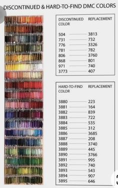 the color chart for different colored threads