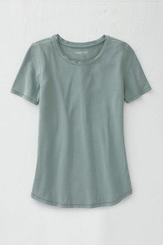 Our super-soft, exclusive knit tee drapes fluidly, keeps its shape and resists wrinkling – and is ready for summer in a short-sleeved silhouette. Double-layered scoopneck, rounded hem. Imported. | Women's PrimaKnit Short-Sleeve T-Shirt - White - Large Womens Knit Tops, Knit Denim, Supima Cotton, Knit Tees, Knitting Women, Petite Size, Fashion Tees, Sleeve Cotton, Jeans Shop