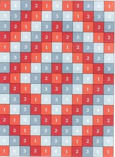 a red and blue square with numbers on it, as well as the number elevens