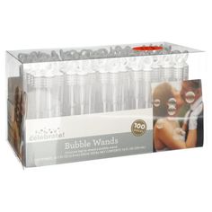 the bubble wands are packaged in a clear box