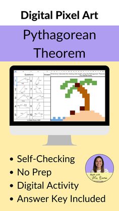 a computer screen with text that reads digital pixel art pythagorean therm