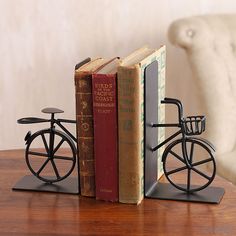 Bicycle Iron Bookends Cube Bookshelf, Unique Bookends, Bike Gift, Uncommon Goods, Whimsical Home, Creative Home Decor, Diy Homemade, Gifts For Readers, Unusual Gifts