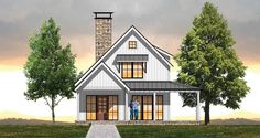 this is a computer rendering of a house with two people standing in the front door