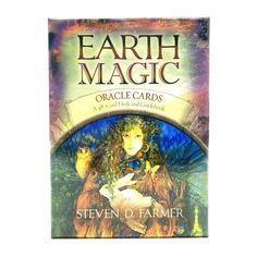 the book earth magic oracle cards by stephen d farmer is shown in front of a white background