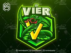 a green and yellow snake emblem with the word vier on it's side