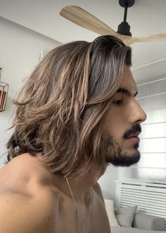 Men Long Blonde Hairstyles, Long Hairstyles For Men With Widows Peak, Mens Long Hair Highlights, Low Maintenance Mens Haircut Long Hair, Mens Long Haircut Shoulder Length, Men's Shoulder Length Hair, Men Long Hair Color Highlights, Mens Long Hair Layers, Men Long Hair Highlights