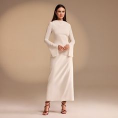 Elevate your style with our Flared Long Sleeve Maxi Crepe Dress, perfect for eid and every gathering. The flared silhouette and long sleeves create a timeless and refined look, while the luxurious crepe fabric adds a touch of sophistication. Make a statement and turn heads in this exclusive dress. Valentine's Day Dress, Valentines Day Dresses, Sleeve Gown, Flare Long Sleeve, Long Sleeve Gown, Exclusive Dress, Grad Dresses, Gowns With Sleeves, Long Sleeve Maxi