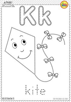 the letter k is for kite coloring page