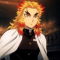 an anime character with blonde hair and red eyes