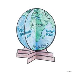 a drawing of the earth on a wooden stand