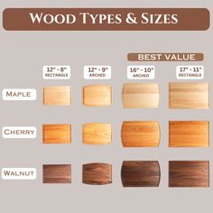 wood types and sizes for furniture