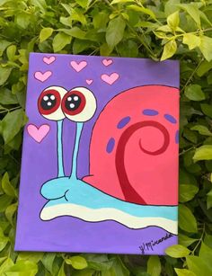 a painting of a snail with hearts on it