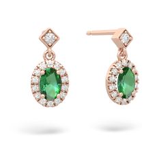 An eclectic mix of modern and antique styles with a dash of art-deco, these forest green lab emerald earrings in 14K Rose Gold are truly one-of-a-kind. {diamondcarats}, in both pave and prong settings, further enhance the uniqueness of this design. Timeless Green Earrings For Formal Events, Timeless Green Earrings For Formal Occasions, Elegant Green Diamond Earrings In 14k Gold, Mix Of Modern And Antique, Green Emerald Earrings, Emerald Green Earrings, Halo Earrings, Modern And Antique, Emerald Earrings