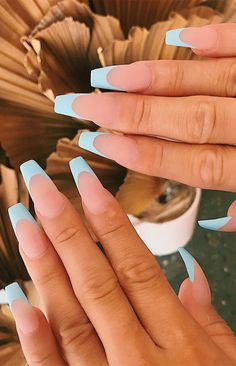 French Manicure With Color, Colored French Manicure, Nails Coffin French Tip, Coffin French Tip Nails, Tip Nails Designs, Line Ideas, Colored Nail Tips, Nails French Tip, French Manicure Nails