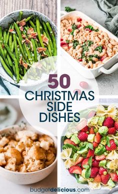 christmas side dishes with text overlay that reads 50 christmas side dishes on the image