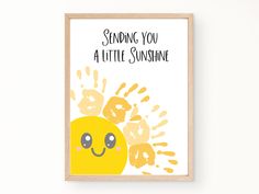 a card with the words sending you a little sunshine