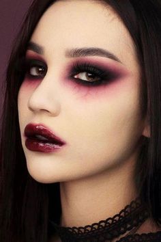 Nem Halloween Makeup, Vampire Makeup Ideas, Carnaval Make-up, Fete Emo, Teknik Makeup, Fantasy Make-up, Dark Makeup Looks