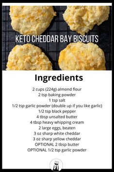 the ingredients for keto cheddar bay biscuits