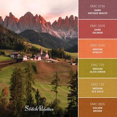 the color scheme for this image shows mountains and houses