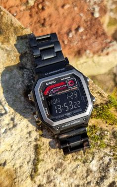 Custom Casio 'redline Meter' Mod Black Casio WS1600 Digital Modified Watch Hydromod and 22mm Metal Bracelet Gift for Him - Etsy Croatia Casio Watches, Outdoor Watch, Tech Aesthetic, Diy Clock Wall, G Shock Watches, Metal Bracelet