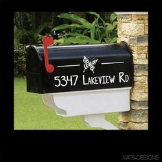 a mailbox with the number 537 lakeview rd on it's side